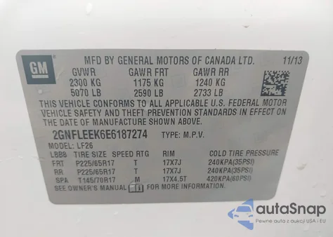 2014 Chevrolet Equinox Ls z USA, uszkodzony, nr VIN 2GNFLEEK6E6187274
